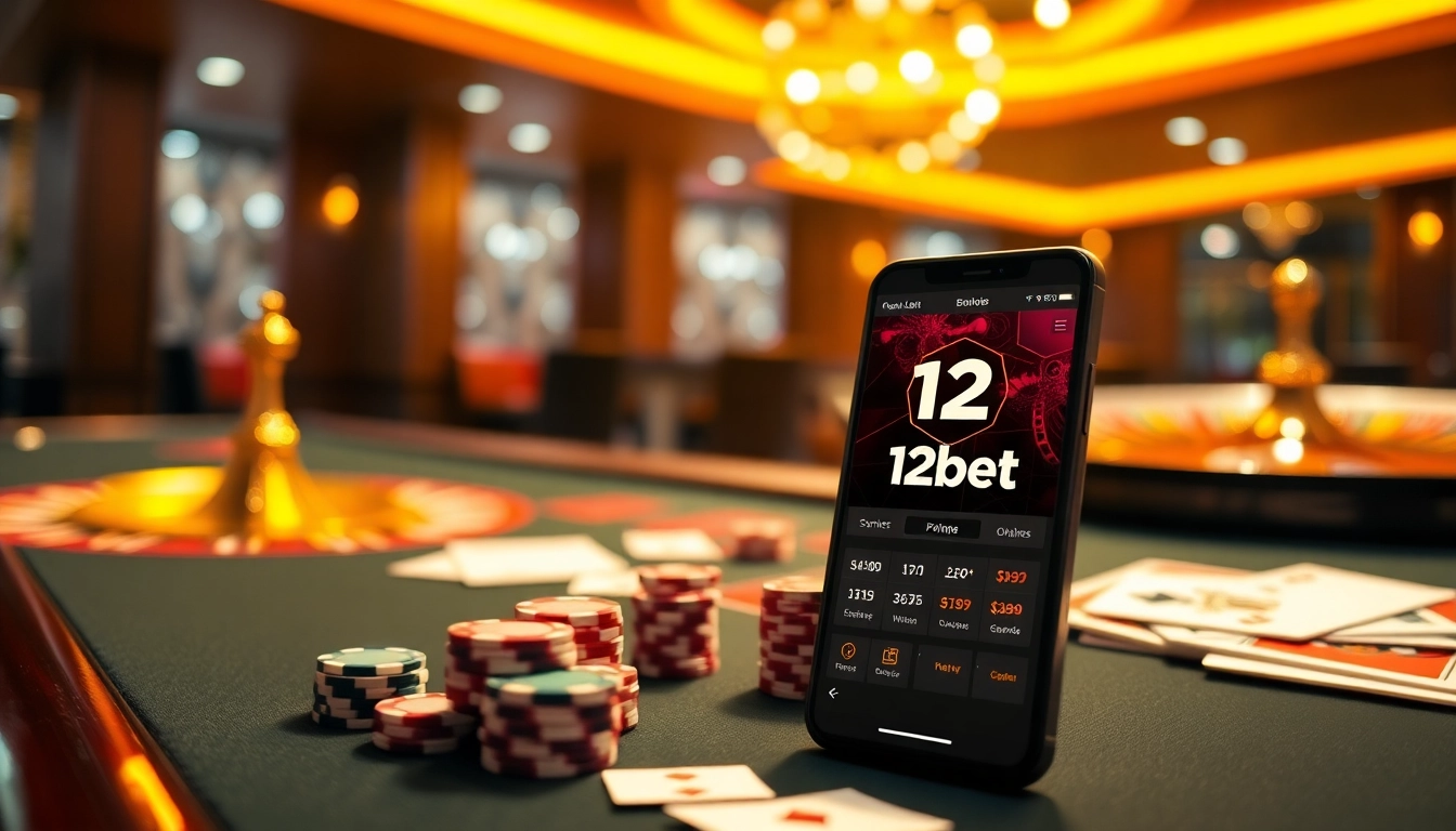 Experience high-stakes action with link 12bet at a stylish casino table featuring cards and chips.
