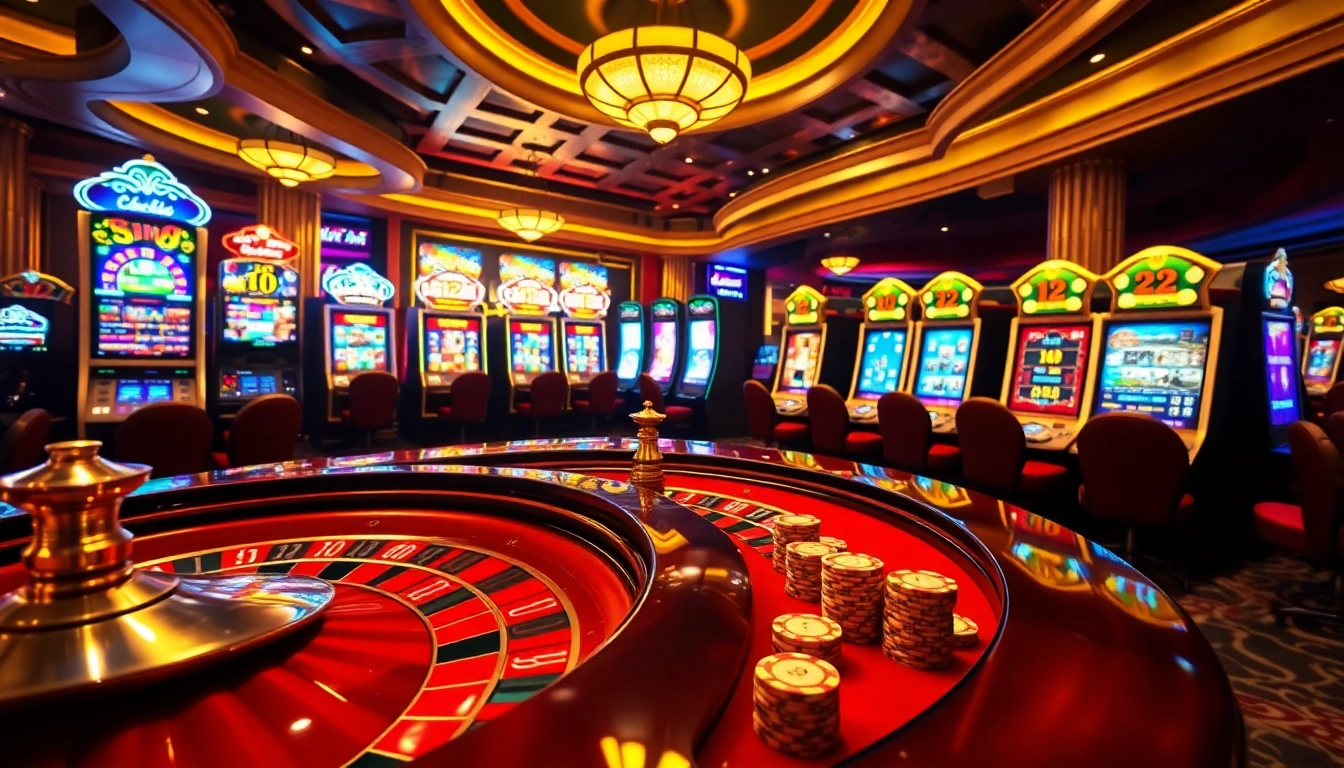 Players engaging in exciting games at the luxurious 22jl casino, featuring roulette and poker.