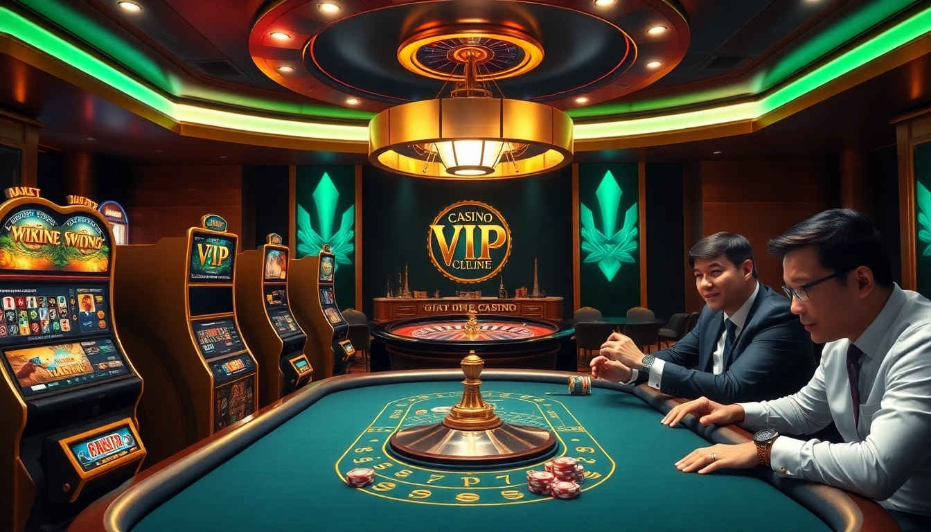 Experience the thrill of gambling at rik vip with an elegant casino setup and vibrant betting scenes.