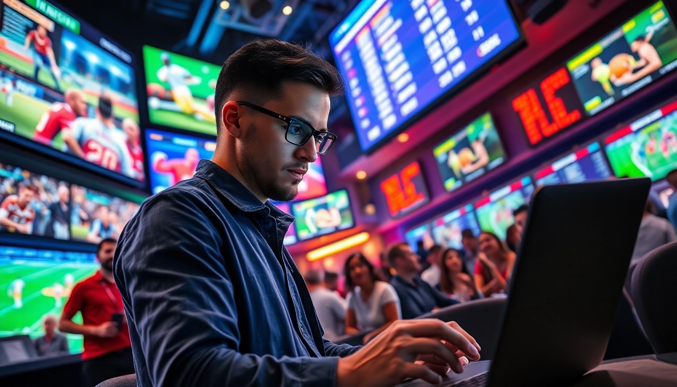 Des joueurs évaluant les cotes sur un site de paris sportifs avec une ambiance hautement électrique.