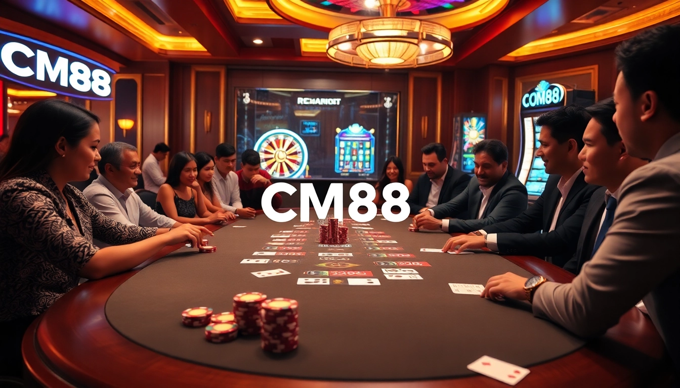 Experience high-stakes poker action at CM88, featuring exciting gameplay and vibrant casino elements.