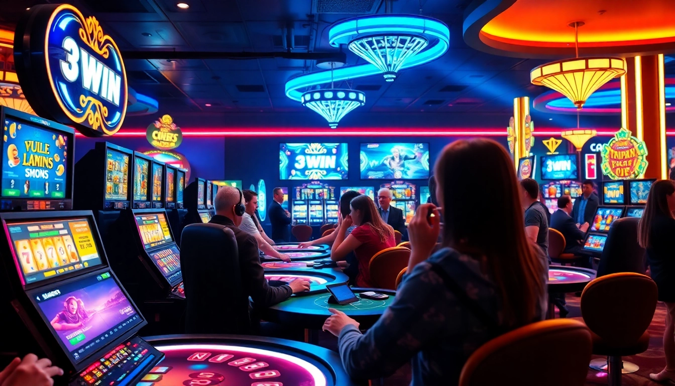 Exciting gaming scene at 3win.com with players enjoying casino games.