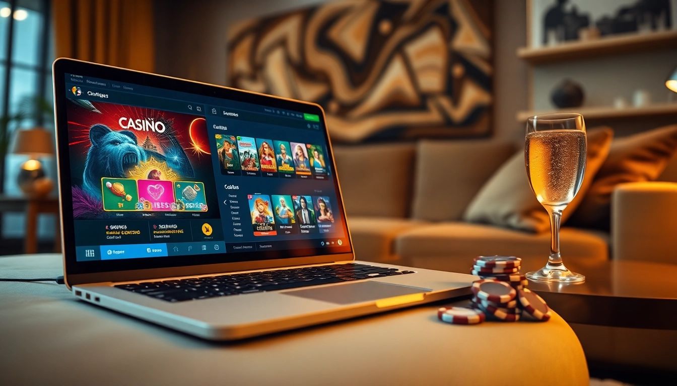 Découvrez un site de casino en ligne captivant à travers un écran d'ordinateur en intérieur confortables.